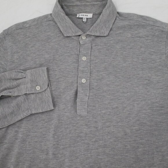 Reiss Polo Shirt Men's XL / 2XL Long Sleeve Cotton Collared Casual heather Gray - Picture 1 of 10